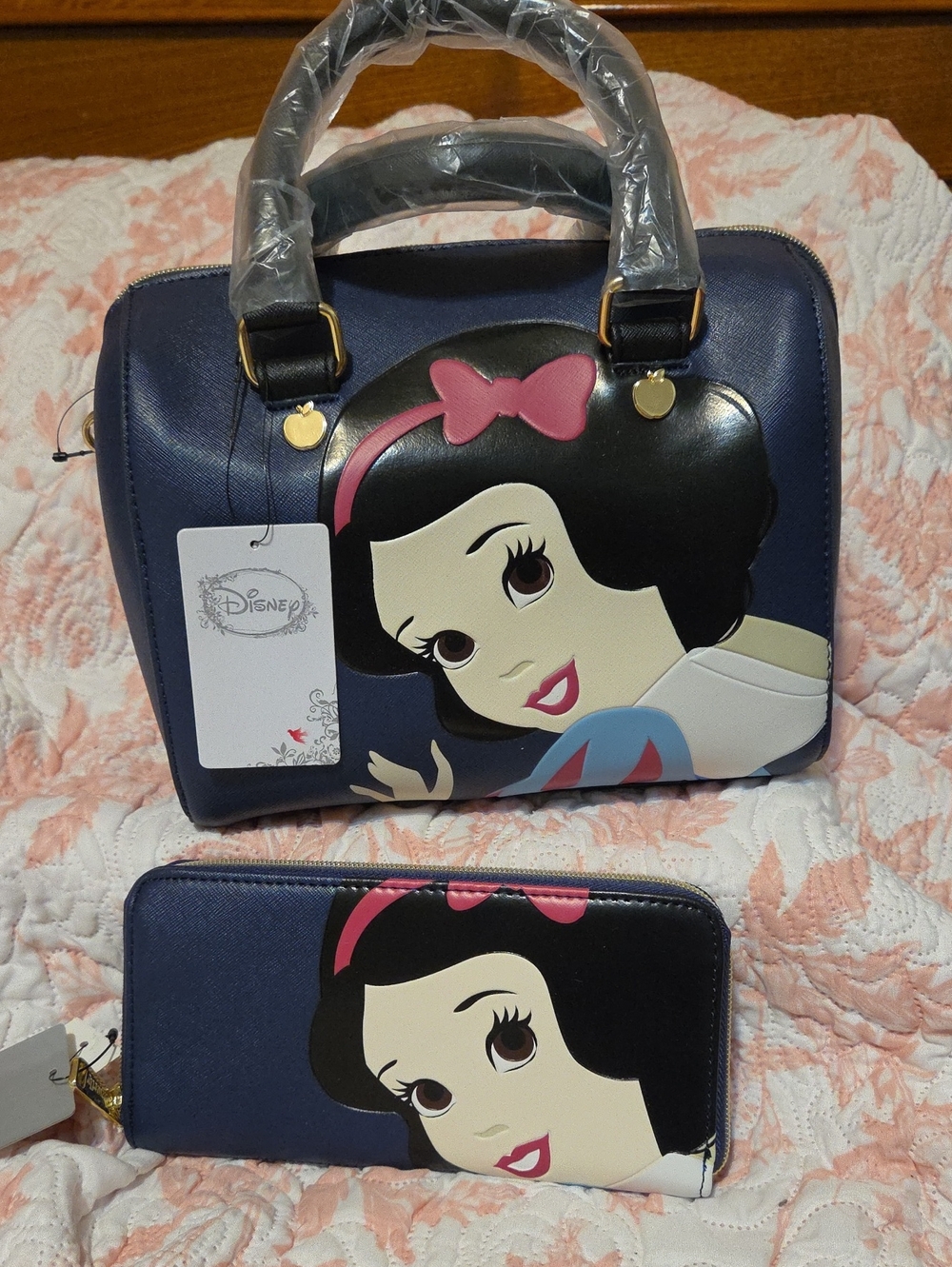 Disney Navy Satchel and Wallet Set with Pink and Cream Snow White Graphic